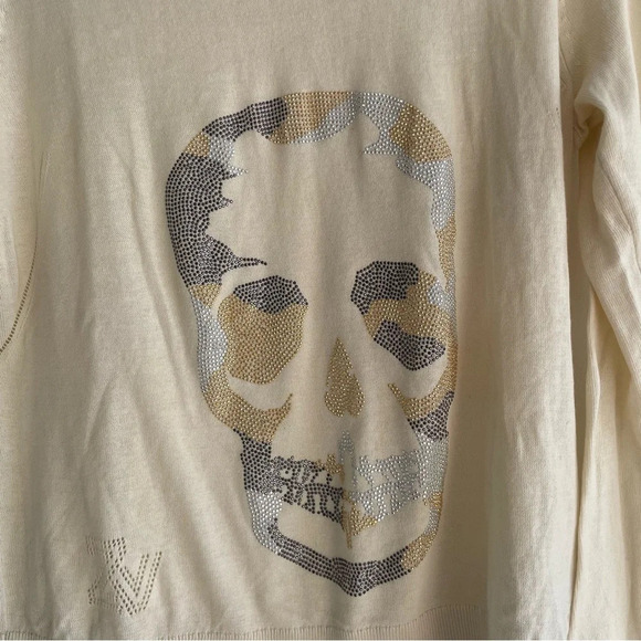 ZADIG & VOLTAIRE  Miss Camo Skull Strass Crewneck Sweater 33293 - Picture 4 of 8